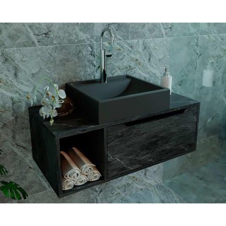 Gabinete de Banheiro Suspenso BN3644 s/ Cuba 1 Porta 80cm cor Mármore Lunar - Tecno Mobili em Oferta na Shopee