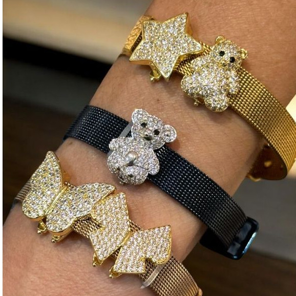 Pingente Para Pulseira Feminina Clip Charm Pulseira Malha Tendência Moda