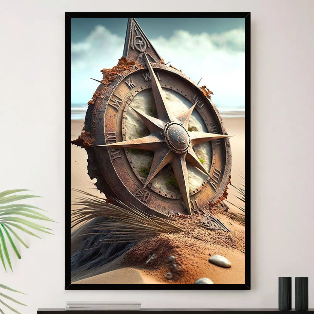 Quadro Oceano Mar Ancora Navio Decorativo A4 23x33cm