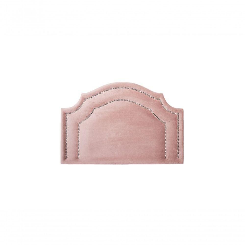 Cabeceira Solteiro Luxo 90x60 Veludo Rosê Tachas Prata - Home & Living