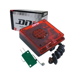 Alarme Sinalizador Sonoro e Visual Led Bivolt 12/24v Vermelho Som Intermitente Para Caminhão Basculante