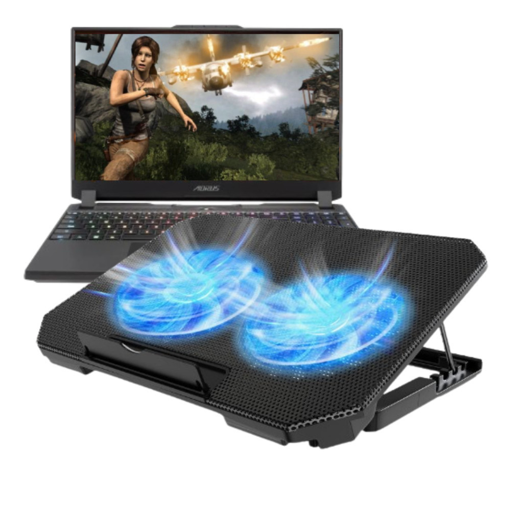 Suporte para notebook Base Mesa Cooler Refrigerada LED AZUL