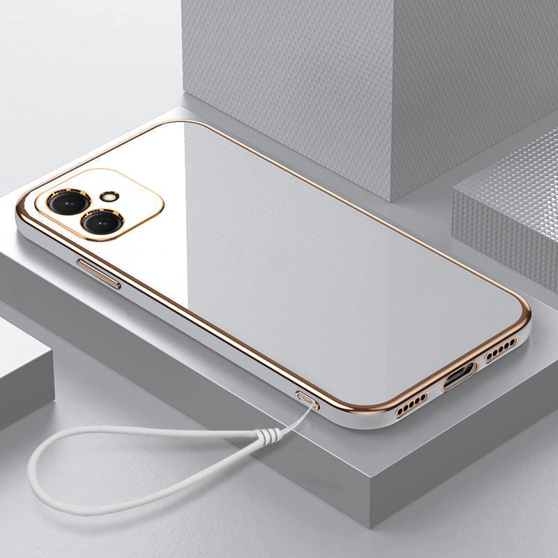 Para Samsung Galaxy A05 Caso SM-A055F De Telefone Borda Reta Galvanoplastia Chapeamento À Prova De Choque Silicone Volta