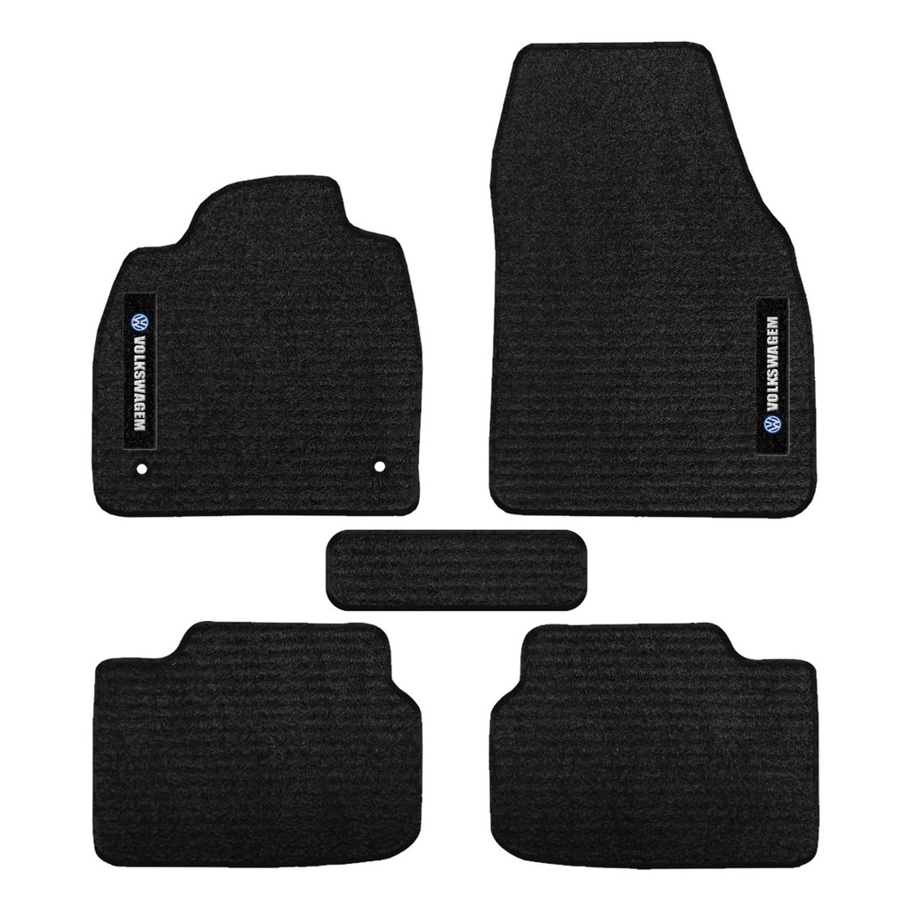 Kit de tapetes 5 peças específico Virtus 2018 19 20 21 22 23 2024 Carpete Res-Preto