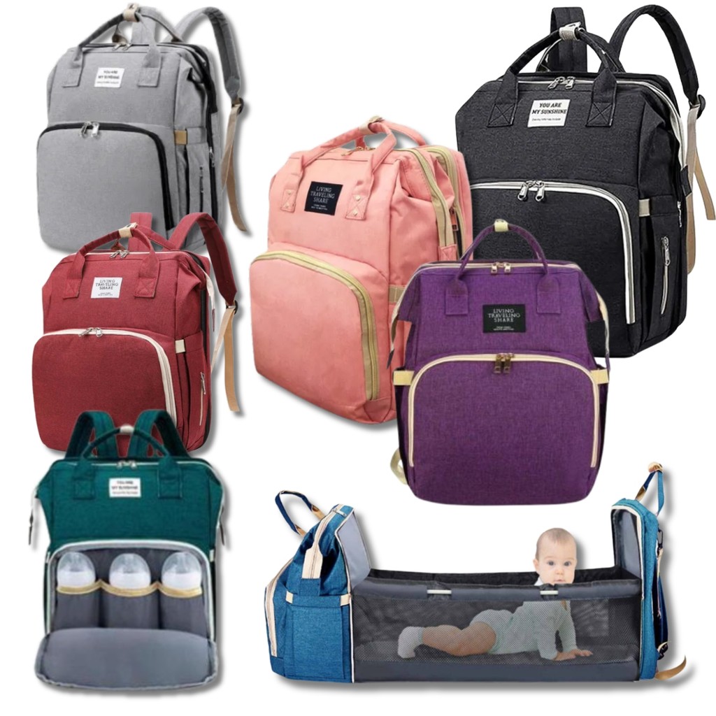 Mochila Maternidade Bolsa Que Vira Berço Trocador Para Bebê Térmica Impermeável