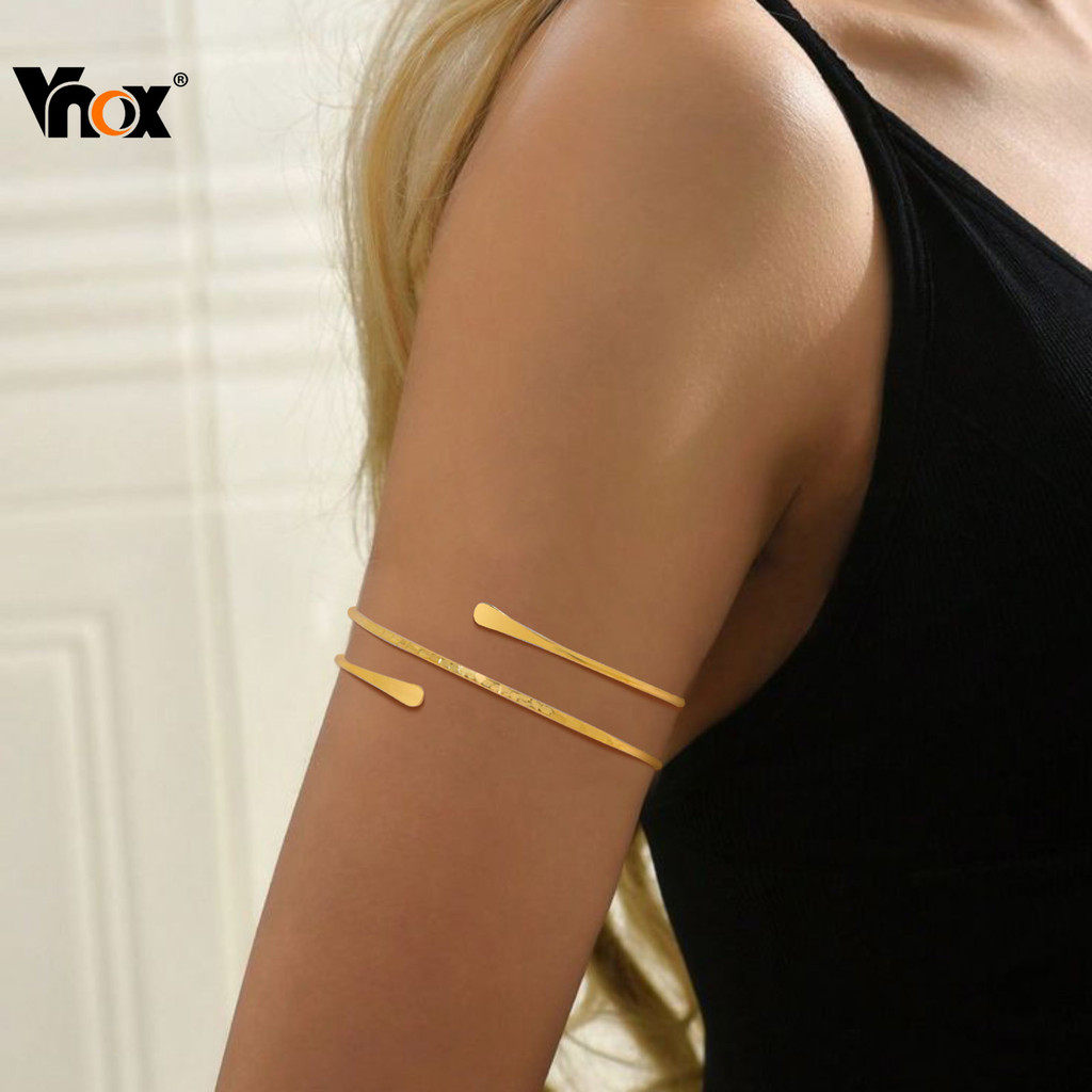 Vnox Ouro Prata Exagerado Punk Oco Multi-Camada Pulseira , Brilhante Em Forma De Cobra Braço Anel Para Mulher , Conjunto em Oferta na Shopee