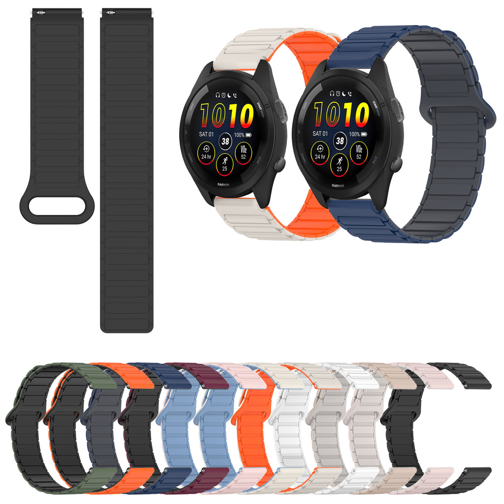 Pulseira Magnética De Silicone De 18 Mm 20 22 Para Garmin Forerunner 265 255 245 255S 265S 245M 645 645M 55 158 165 Músi