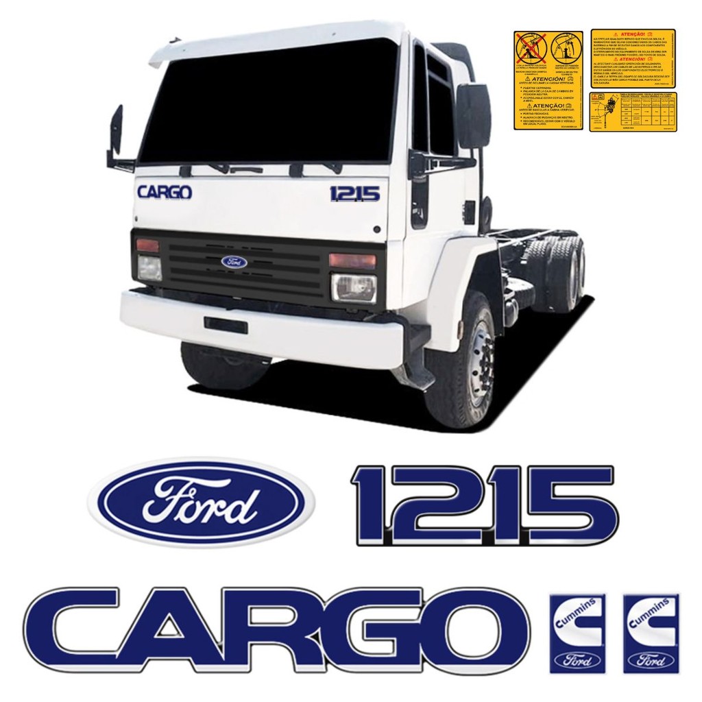 Kit Emblemas Cargo 1215 Adesivos Caminhão Ford Cummins
