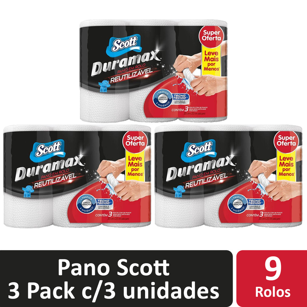 KIT 3 PACK C/3 PANO SCOTT DURAMAX BRANCO em Oferta na Shopee
