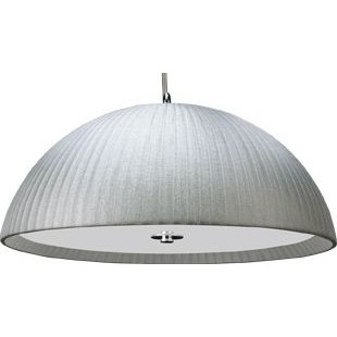 Pendente Lustre Cúpula Redonda Meia Esfera Meia Lua Acrilico Tecido Prata Vidro Branco D60Cm - Arges