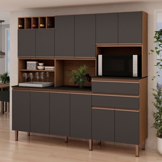 Cozinha Compacta Malbec Prime 12 Portas 2 Gavetas 100% Mdf ébano/Grafite Belga - Genialflex em Oferta na Shopee