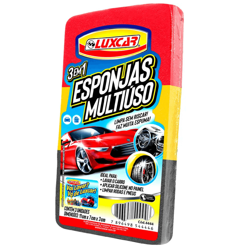 Jogo 3 Esponjas Multiuso Lavagem De Carro Rodas Pneus Luxcar em Oferta na Shopee