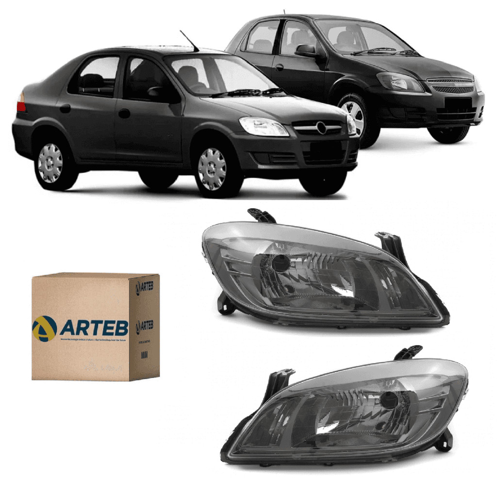 Par Farol Celta Prisma 2006 2007 2008 2009 10 11 12 Cromo Onix em Oferta na Shopee