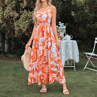 Lovito Vestido Boho Tropical Verão/Vestido Primavera Para Mulheres LBL17602