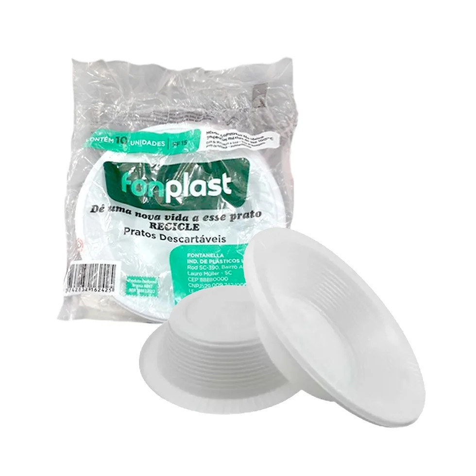 KIT COM 100 PRATO DESCATÁVEIS PRATO FUNDO 15CM FONPLAST em Oferta na Shopee