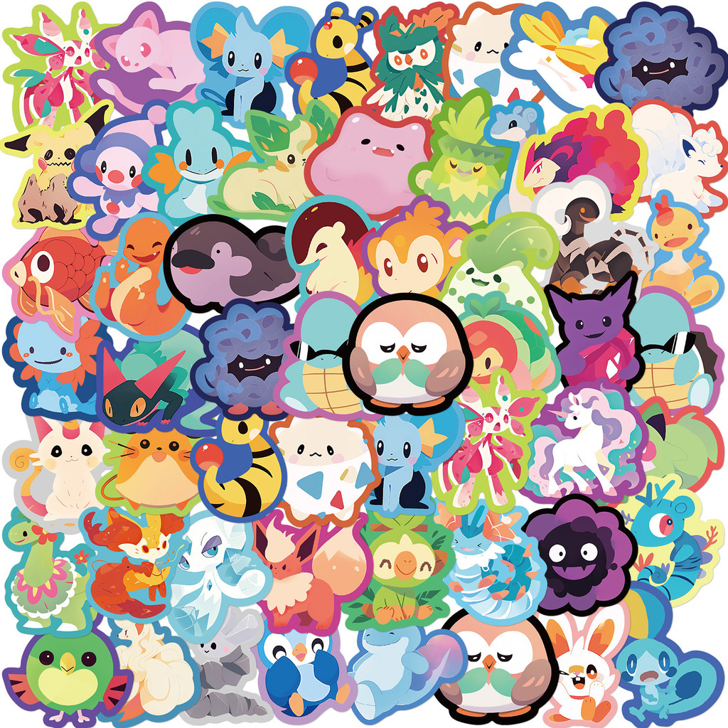 50 Peças Adesivos De PVC À Prova D'água Coloridos Pintados De Pokémon em Oferta na Shopee