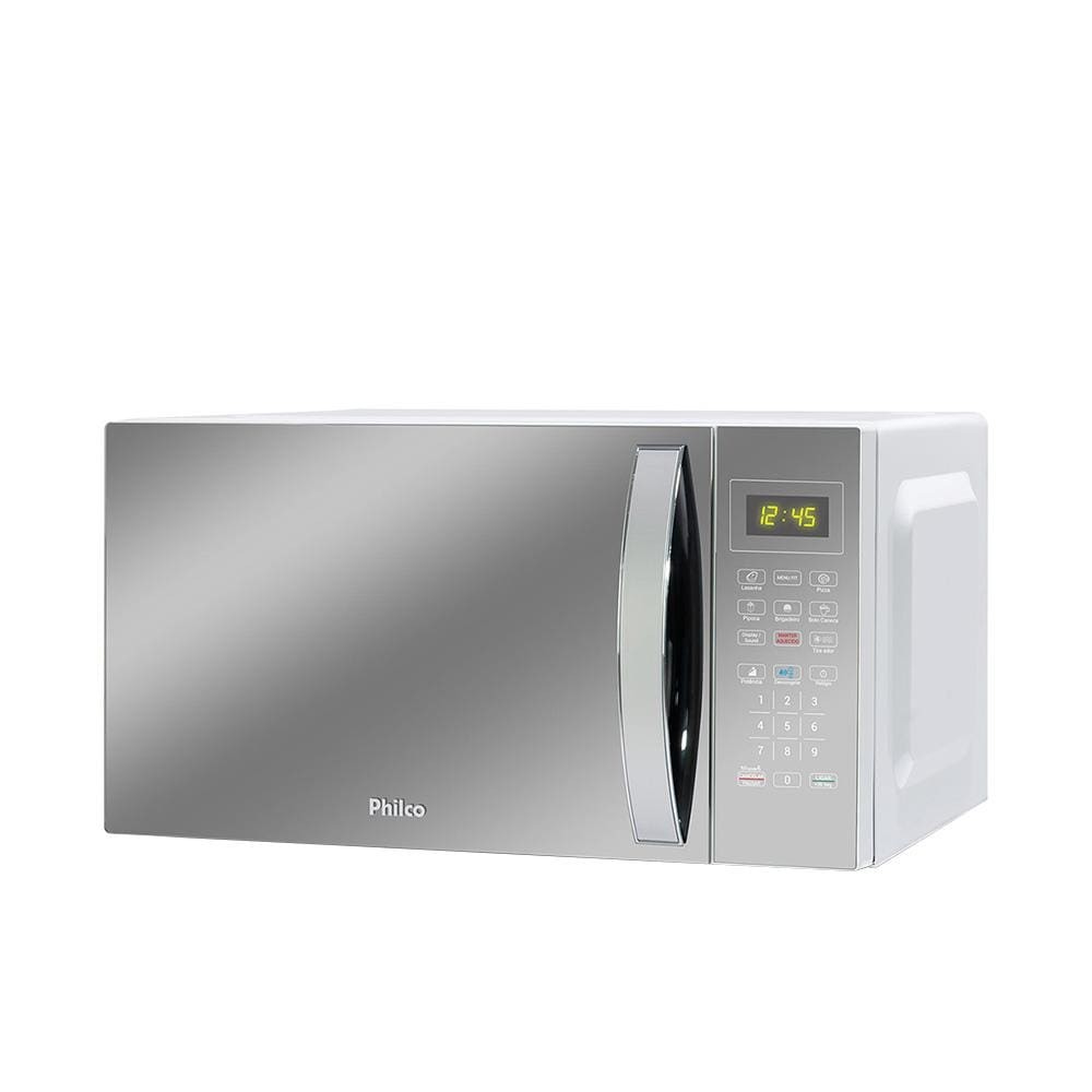 Micro-ondas Philco PMO28E Espelhado, Múltiplas Funções, 1100W, Prata/Branco - 25 litros 110V - Home Appliances
