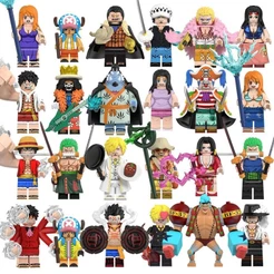 Compatível com Lego One Piece Minifigura Luffy Robin Sanji Chopper Zoro Mercadoria Figura Boneca Bloco de Construção Bri