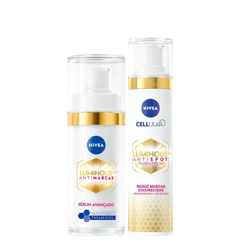 Kit Nivea Luminous 630 Antimarcas Sérum Clareador e Fluido Preventivo FPS 50