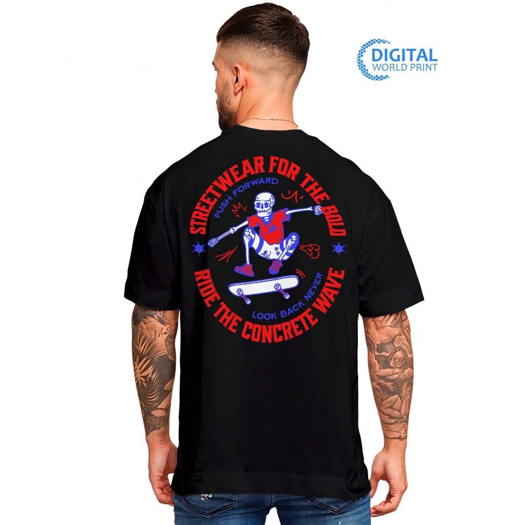 Camiseta Oversized Streetwear Caveiraskatista Own Streets Skate ET Premium Fio 30.1penteado 100% Algodão ref-000013