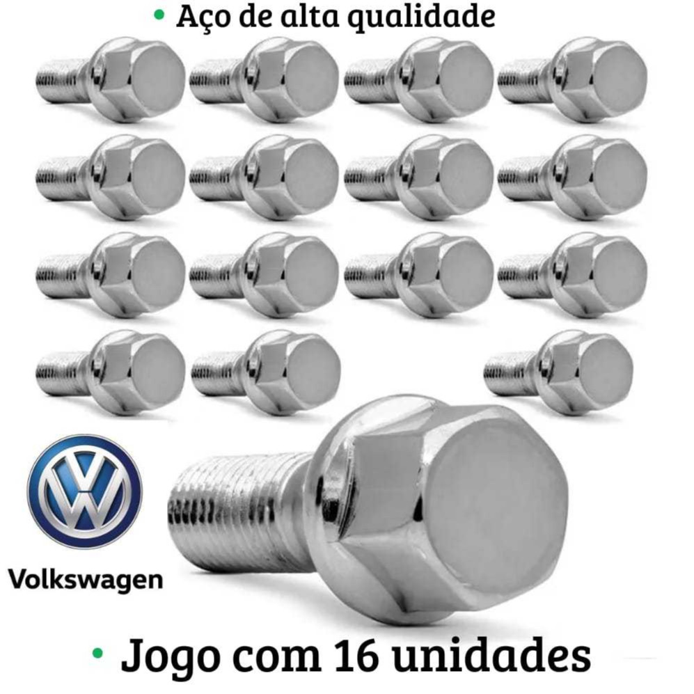 Conjunto 16 parafusos cromado roda liga leve VW GOL SAVEIRO VOYAGE PARATI SANTANA Conjunto 16 parafusos cromado roda liga leve VW GOL SAVEIRO VOYAGE PARATI SANTANA