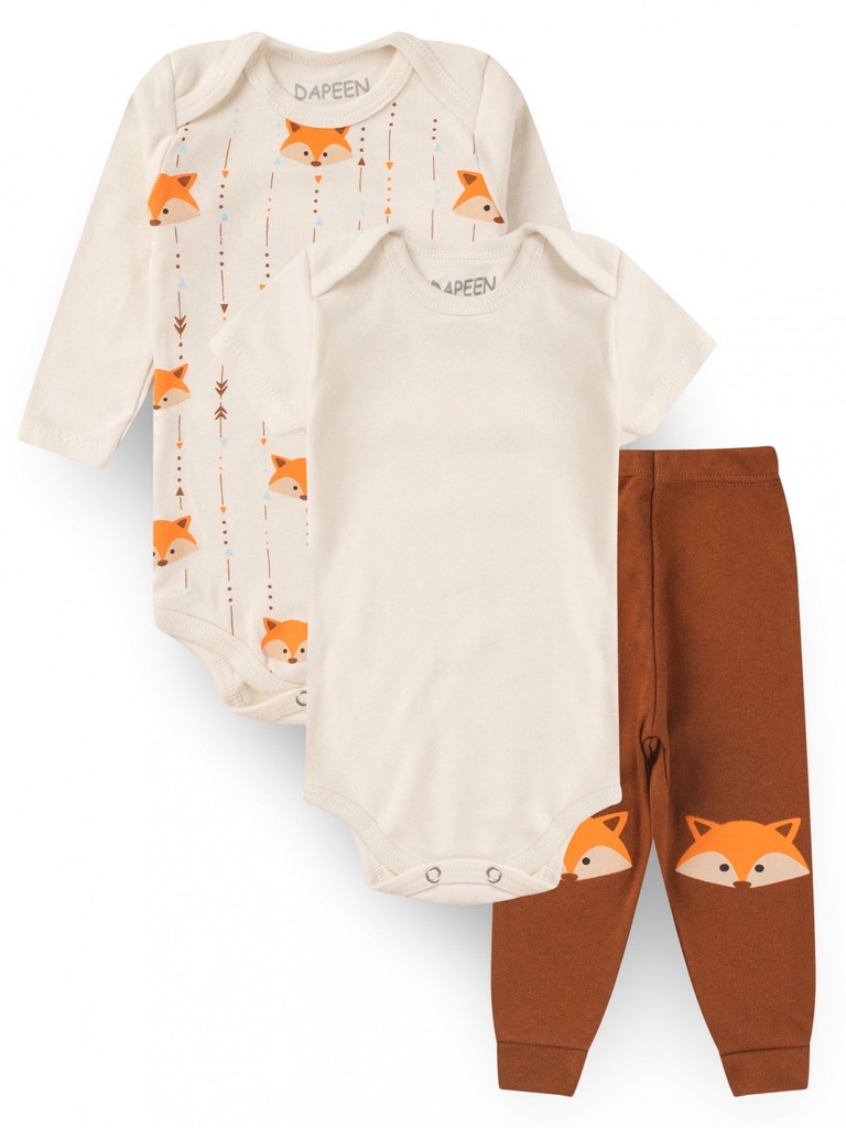 Kit Body Bebê Unissex Suedine Raposa Minimalista em Oferta na Shopee