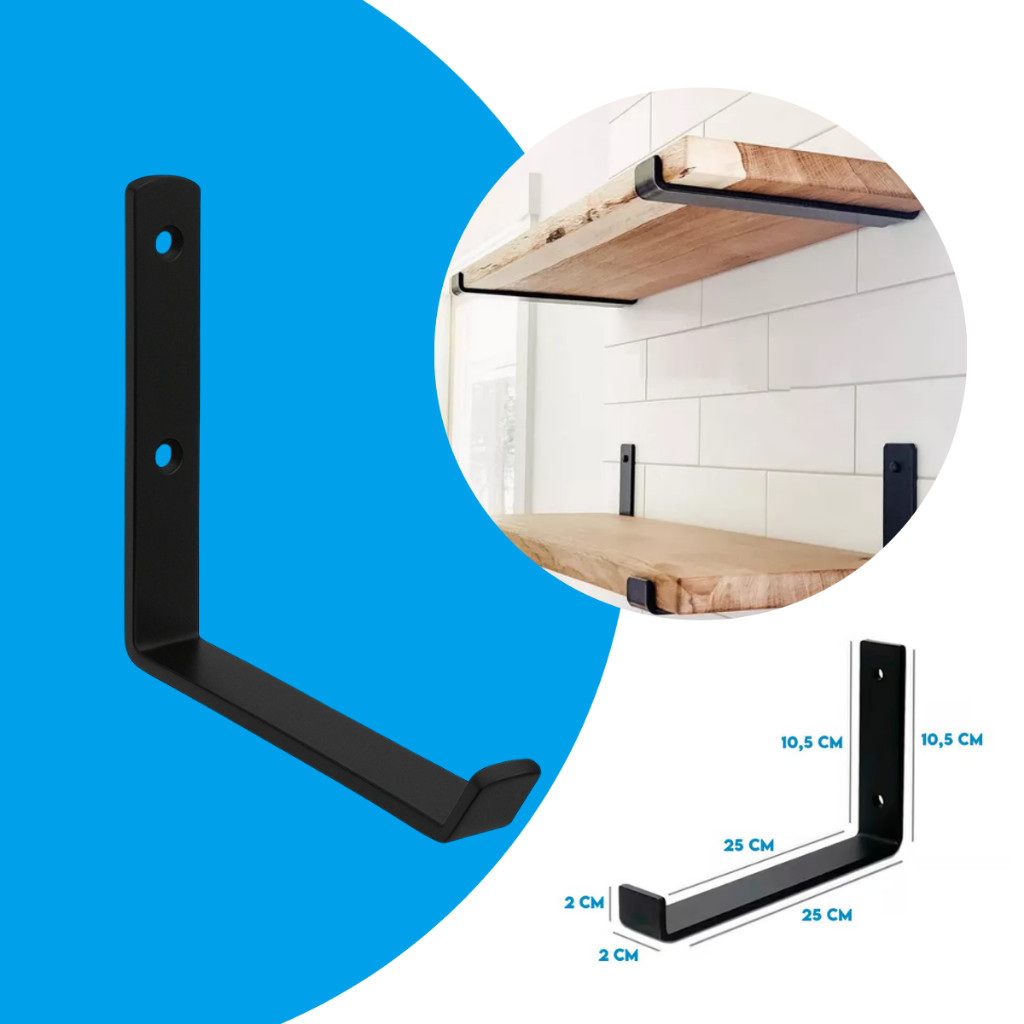 Mão Francesa Invertida Suporte de Prateleira 25 cm Preta Oferta Barato Promoção Envio Imediato