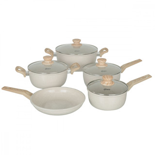 Jogo de Panelas Com 5 Peças Oster Marble Life Cerâmico Antiaderente - Cream em Oferta na Shopee