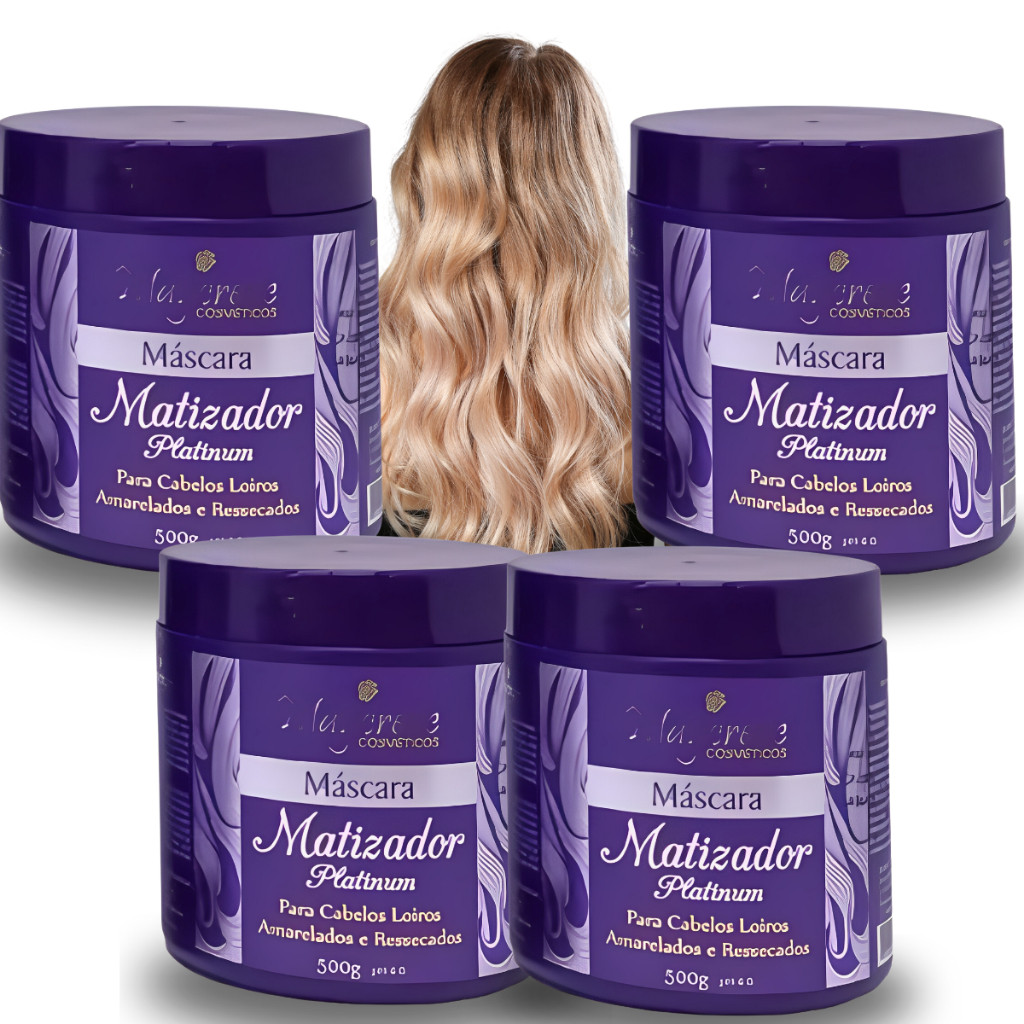 Kit 4 Máscaras 500g Matizadoras Platinum Maycrene Para Cabelos Loiros em Oferta na Shopee