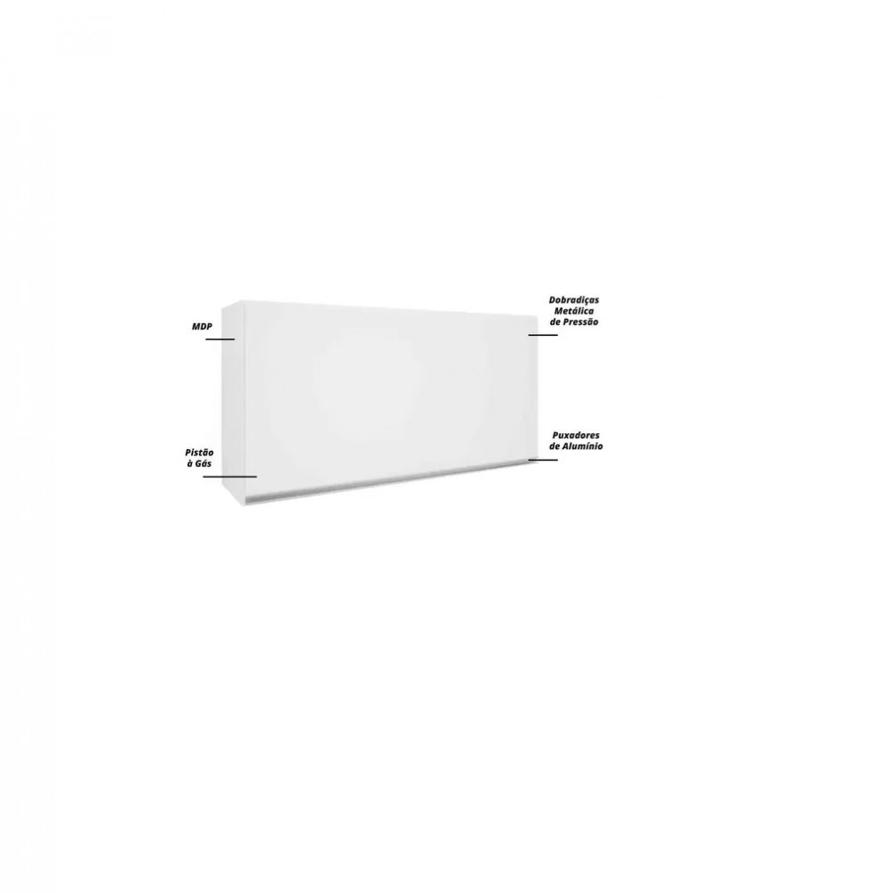 Detalhes do Armário Aéreo De Cozinha e Lavanderia 1 Porta Top Class 1,20m Branco
