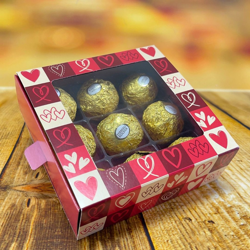 30 CAIXA GAVETA COM VISOR DIA DOS NAMORADOS (9 DOCES ) CORAÇÕES 12X12X4 5471 (IDEIA NAMORADOS 2025)