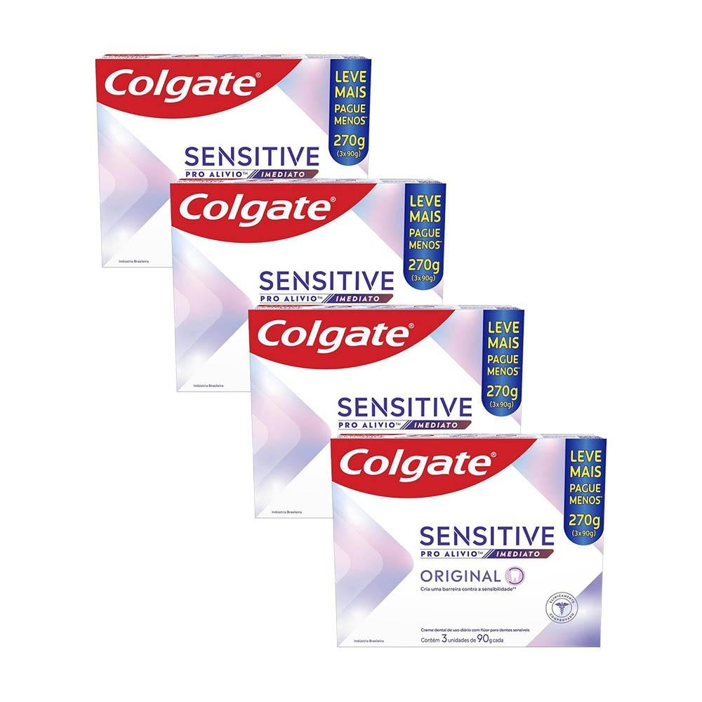 Kit 4 Pack Creme Dental Colgate Sensitive Pro-Alívio Imediato 90g