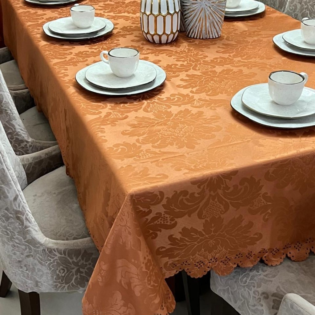 Toalha De Mesa Luxo 6 Lugares Jacquard Original Tecido Grosso ALICE DECOR