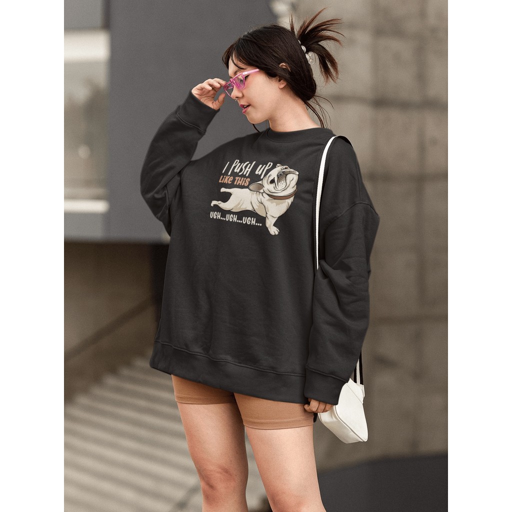 Moletom Blusa de Frio Básico Estiloso Feminino Estampado Gola Redonda Confortável 100% Algodão - Yoga