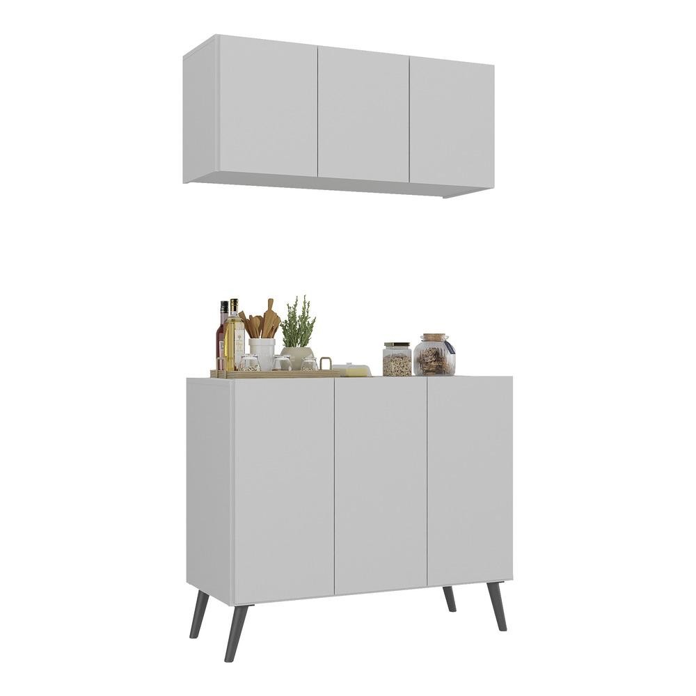 Kit Armário de Cozinha Aéreo e Balcão 3 Portas Retrô Multimóveis MP2168 em Oferta na Shopee