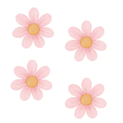 Kit 42 Adesivos De Parede Infantil Flor Margaridas Bebê Quarto Menina Decoração Feminina Rosa 5cm