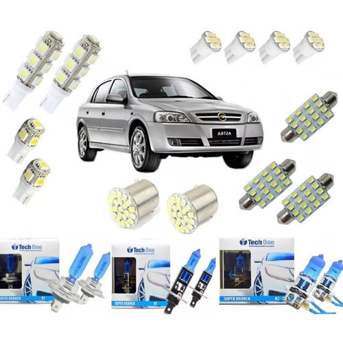 KIT LAMPADAS SUPER BRANCA H7 H1 H3 + LED ASTRA TECHONE
