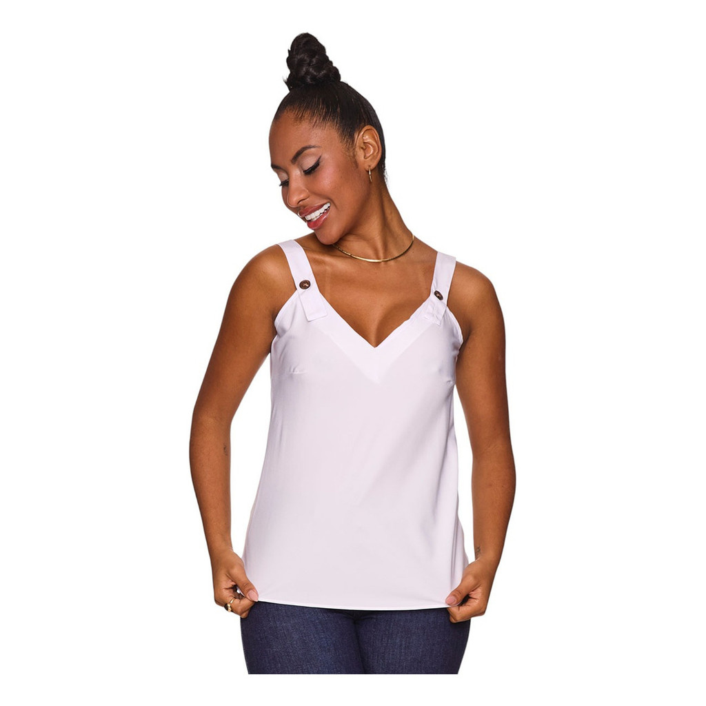 Kit 3pçs Blusinha Regata Feminina Alcinha Botão Regulável
