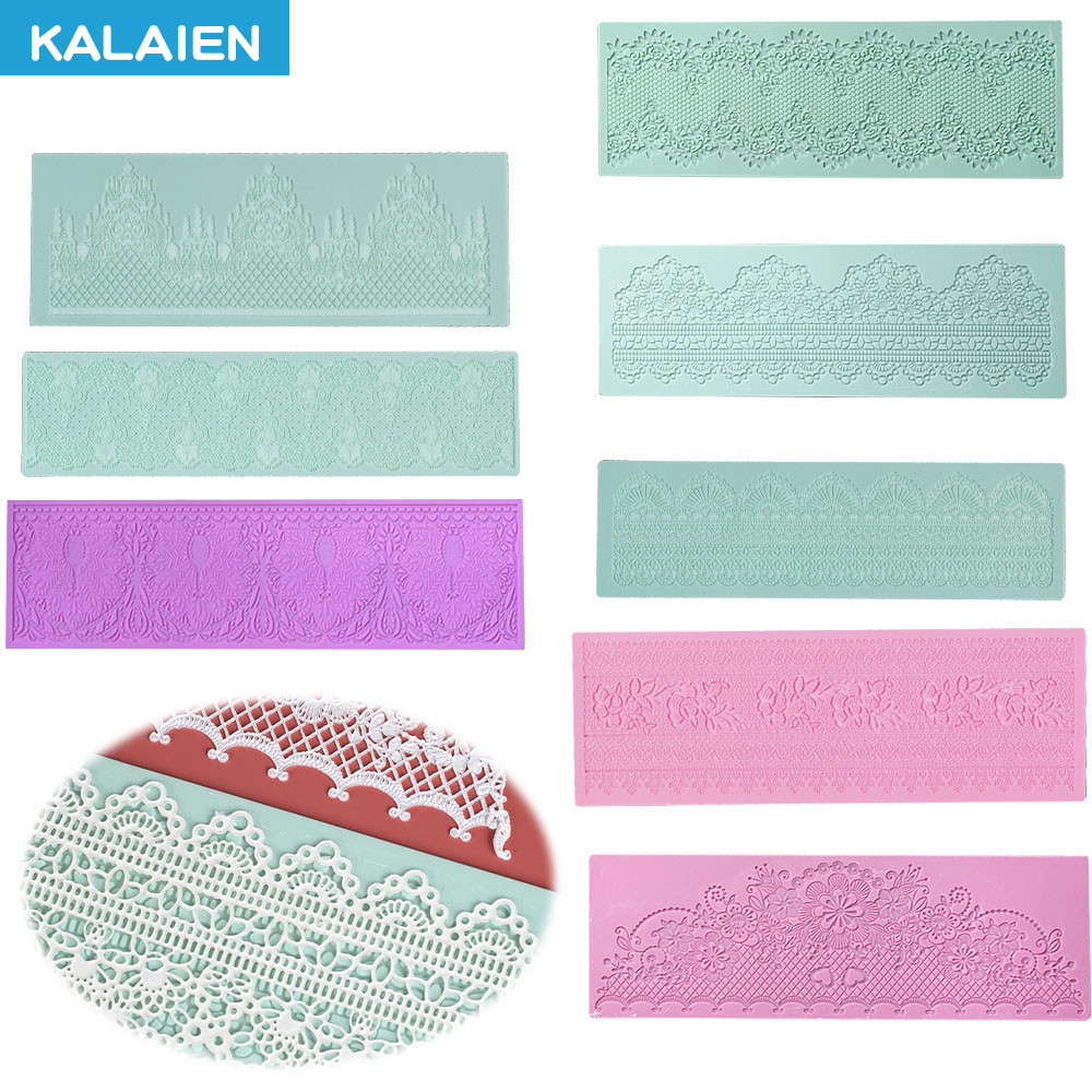 KALAIEN Tapete de Silicone com 7 Padrões para Renda, Molde de Renda para Fondant, Ferramenta de Decoração de Bolos DIY c