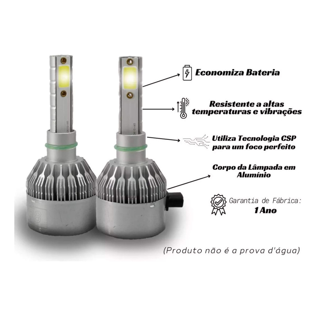 Detalhes do Kit Lâmpadas LED R8 HEADLIGHT H27/880 6500K JR8 - JH0R8PH27
