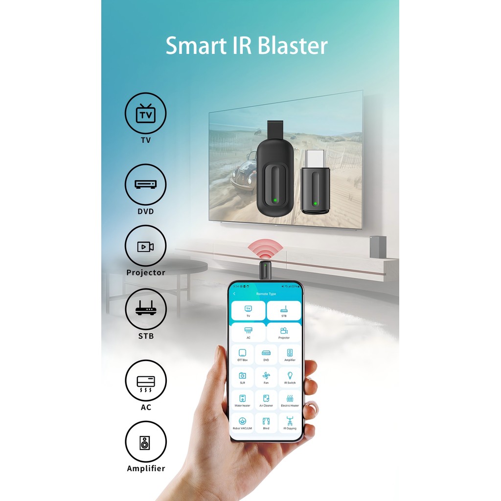 Mini Transmissor Infravermelho Adaptador De Smartphone Controle Tipo C IOS De Aplicativo Inteligente Remoto Adequado Par