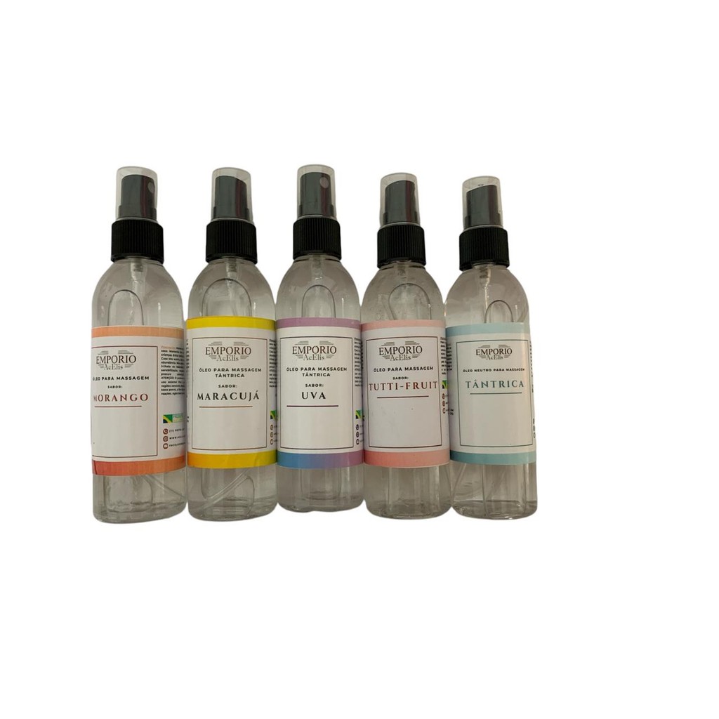 Kit 5 Óleos para Massagem Tântrico Beijável 100ml cada