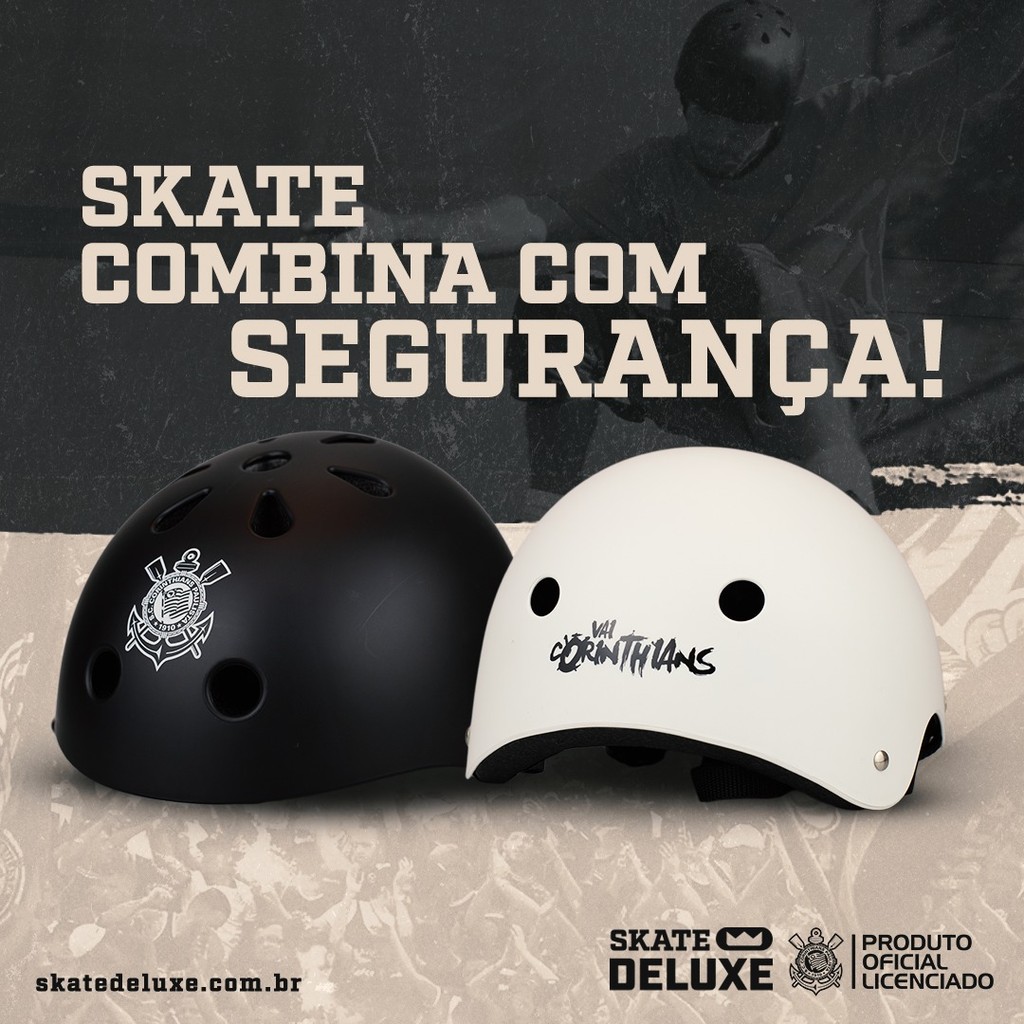 Capacete Corinthians Proteção Skate  Patins Bike Patinete Infantil e Adulto Timão