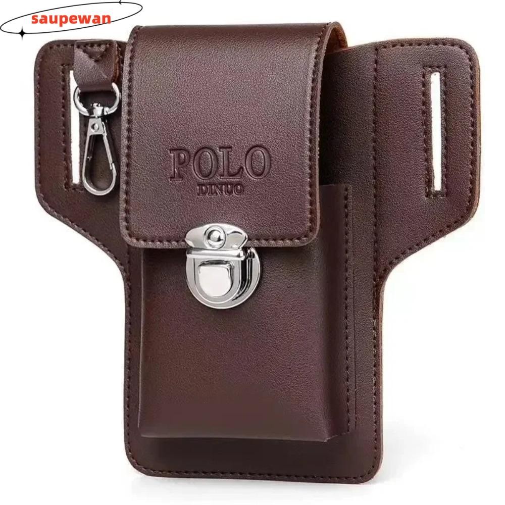 Cintura Para Telefone SAUPEWAN , Couro De Cinto Masculino De Cor Sólida PU , Bolsa Minimalista Esportes Ao Ar Livre