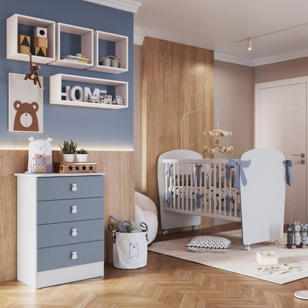 Quarto de Bebê Completo Cômoda e Berço Corujinha Percasa - Mom & Baby