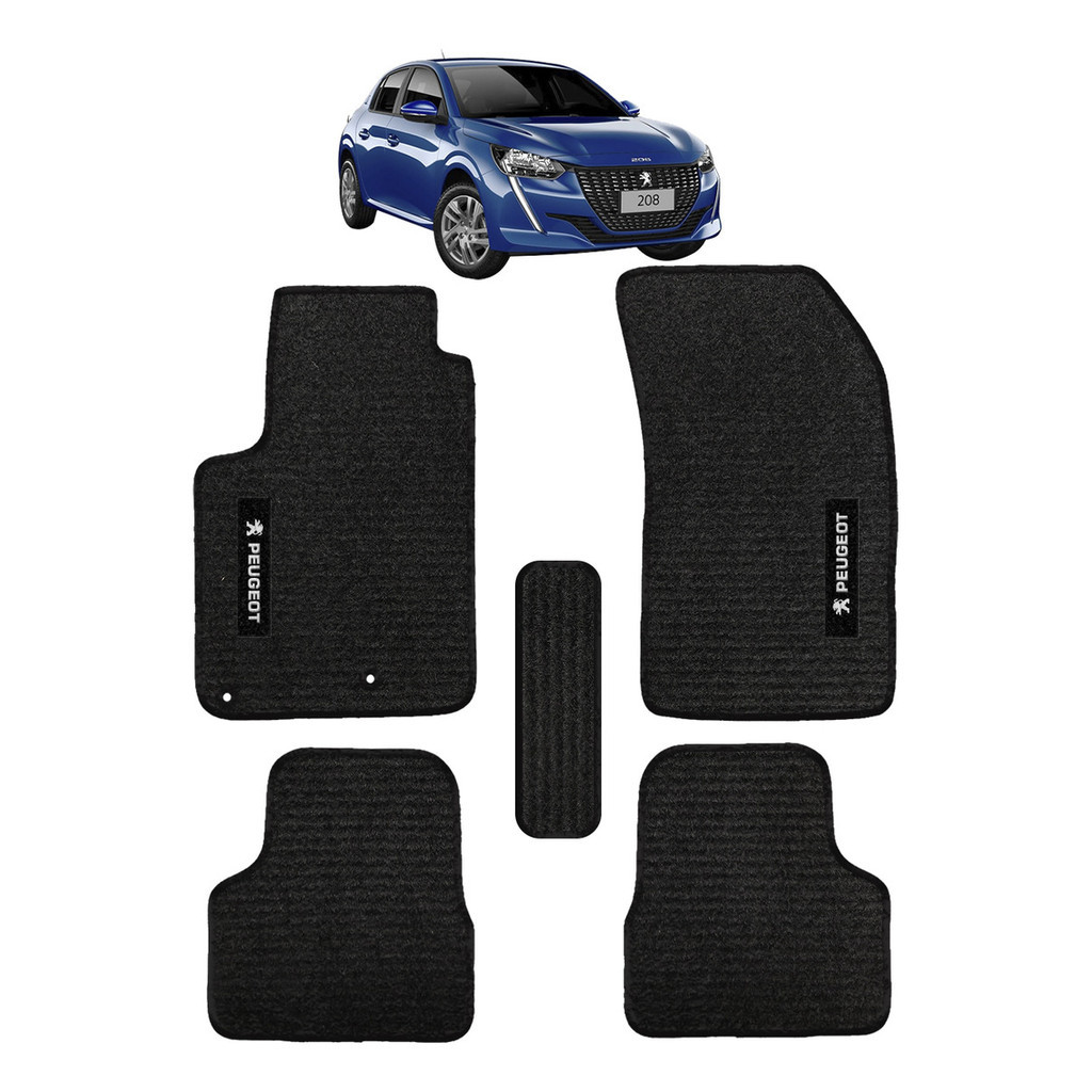 Kit de tapetes 5 peças específico 208 2013 14 ... 23 2024 Carpete Preto