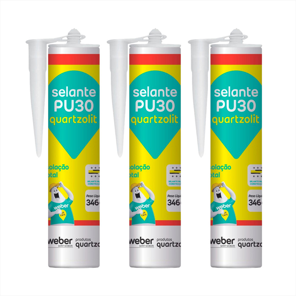 Selante Pu30 Quartzolit Branco 300ml/346g Kit C/3 Unidades