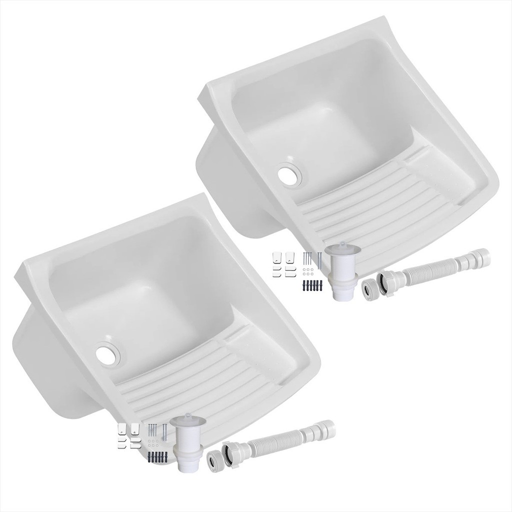 Tanque De Lavar Roupas Plástico 47 X 43cm Astra + Sifão - Cores Kit C/ 2