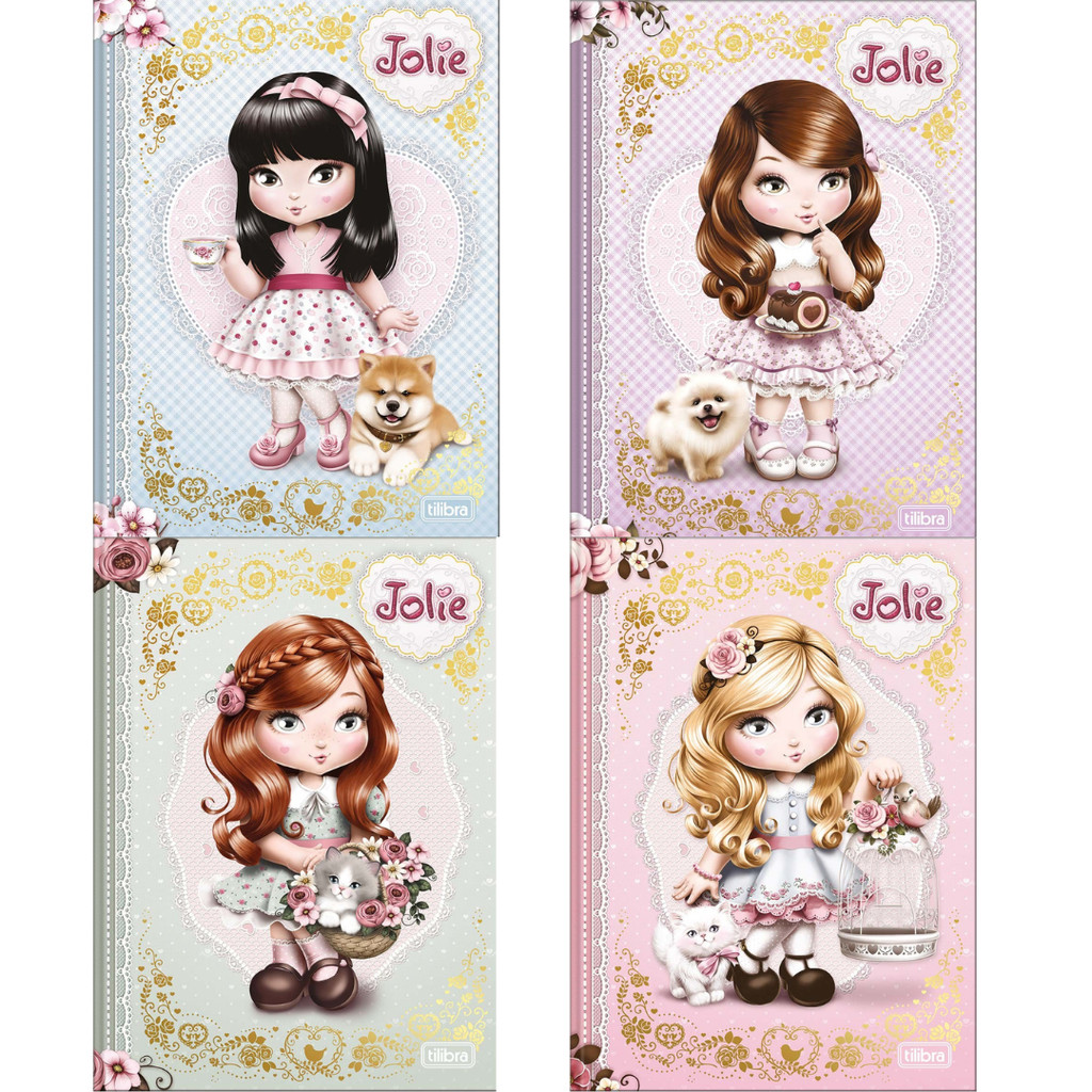 Caderno Brochura Capa Dura Colegial Jolie 80F - Tilibra em Oferta na Shopee