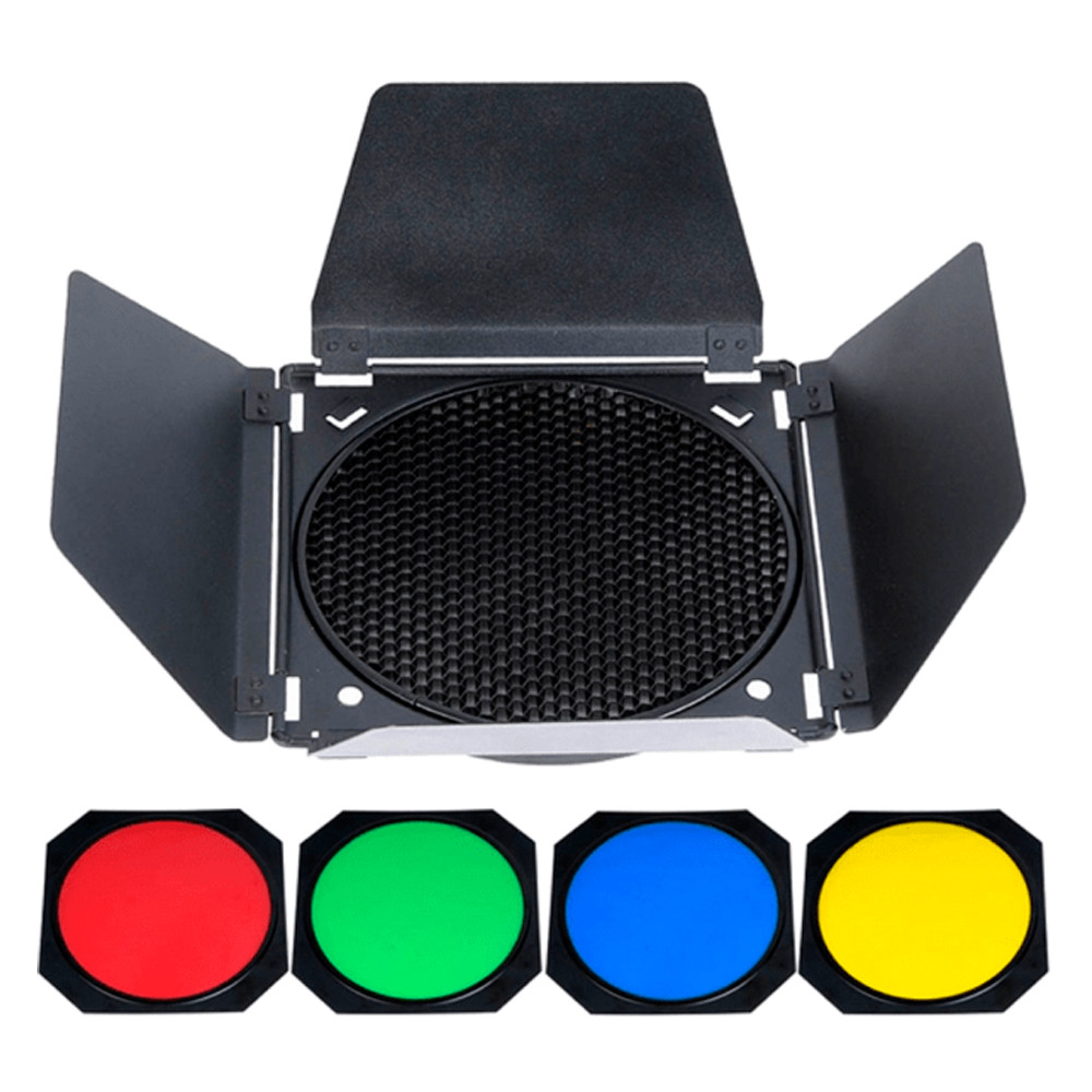 Godox Kit BD-04 Barndoor Refletor Colmeia Gelatina Colorida